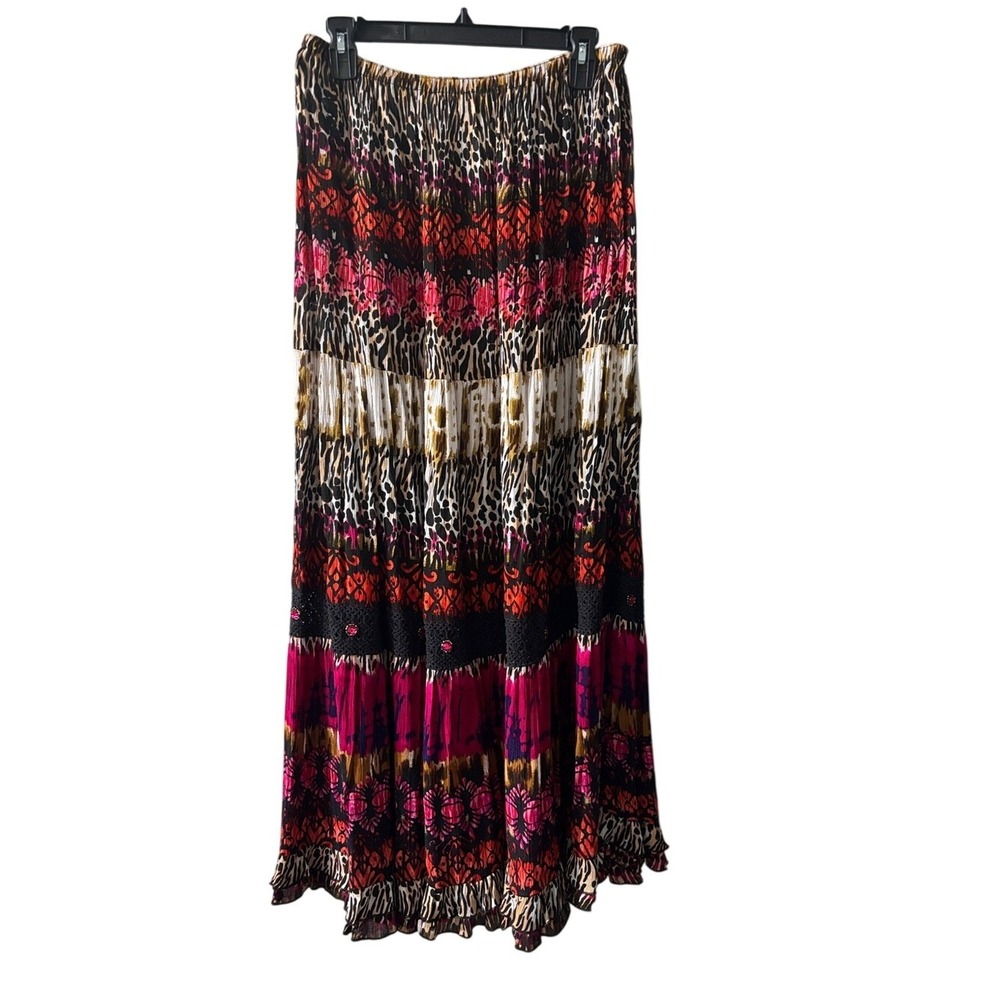 ❤️Forbidden Los Angeles Women's SZ Medium Maxi Skirt Tiered Long  Floral‎ Boho